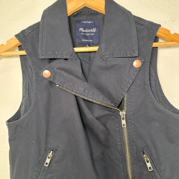 Madewell Biker-Inspired Cotton Vest Blue Women's Size Small - Picture 2 of 6